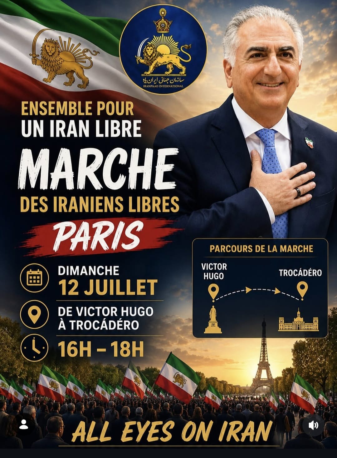 Marche des Iraniens libres, Paris, dimanche 12 juillet — All Eyes on Iran